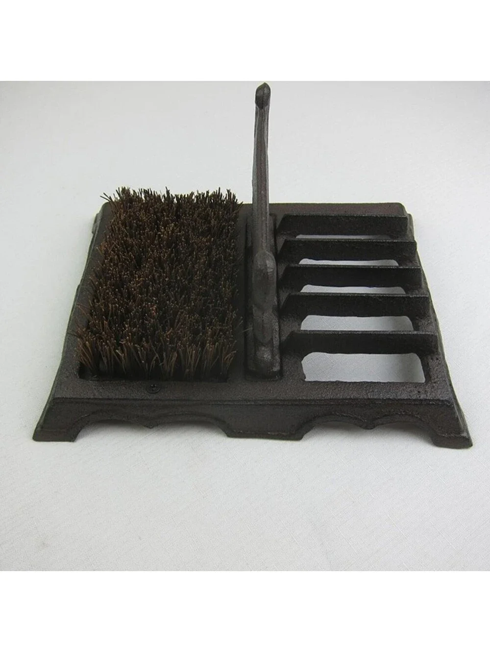 Cast Iron Boot Scraper & Brush Antique Brown Scroll Leaf Design NEW
